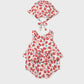 Mayoral 1632 Newborn Girl Strawberry Printed Romper with Hat Set