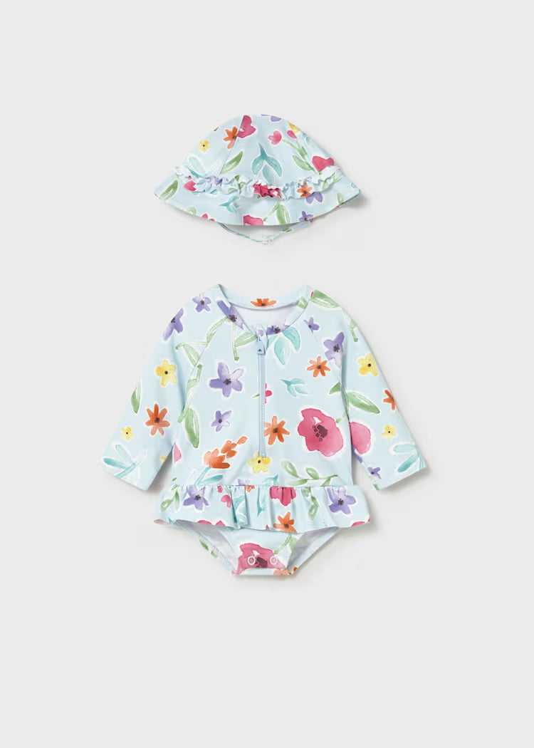Mayoral 1634 Newborn Girl 2-Piece Swim Set with Sun Protection