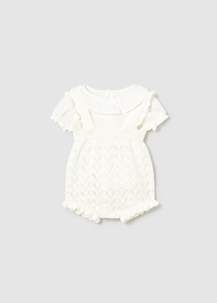 Mayoral 1637 Newborn Girl Knit Dungaree and Blouse Set