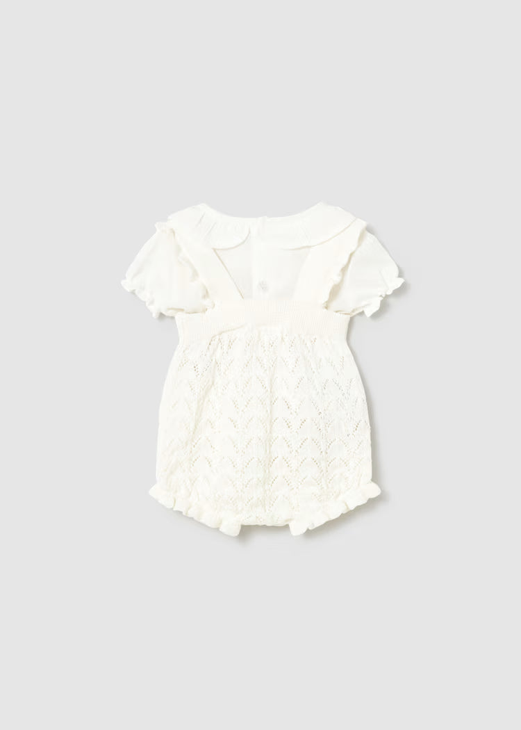 Mayoral 1637 Newborn Girl Knit Dungaree and Blouse Set
