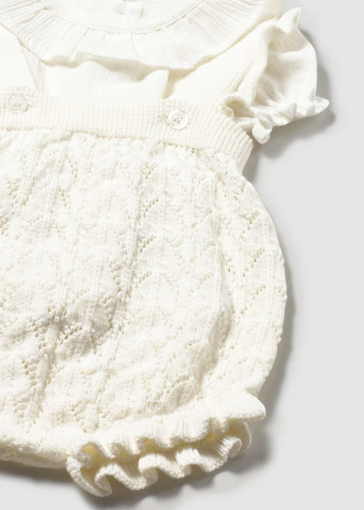 Mayoral 1637 Newborn Girl Knit Dungaree and Blouse Set