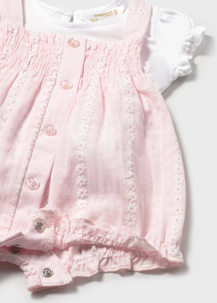Mayoral 1638 Newborn Girl Dungaree and T-shirt Set