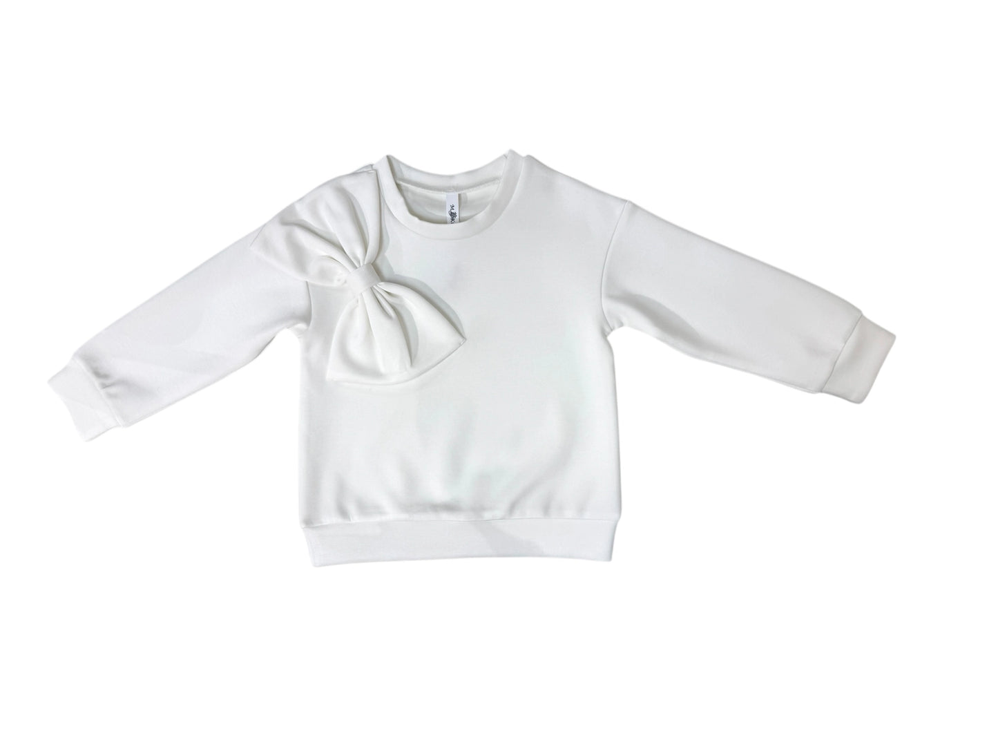 Winter White Bow Detailed Sweatshirt