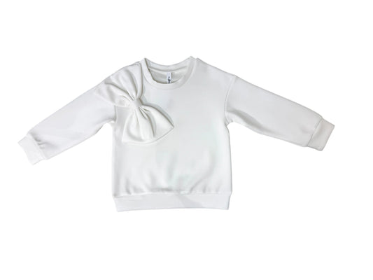 Winter White Bow Detailed Sweatshirt