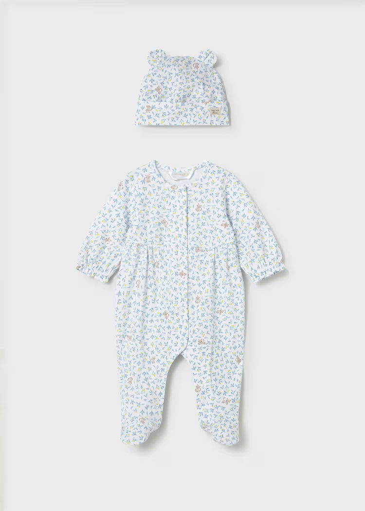 Mayoral 1706 Newborn Girl One-Piece Sleeper with Hat Set