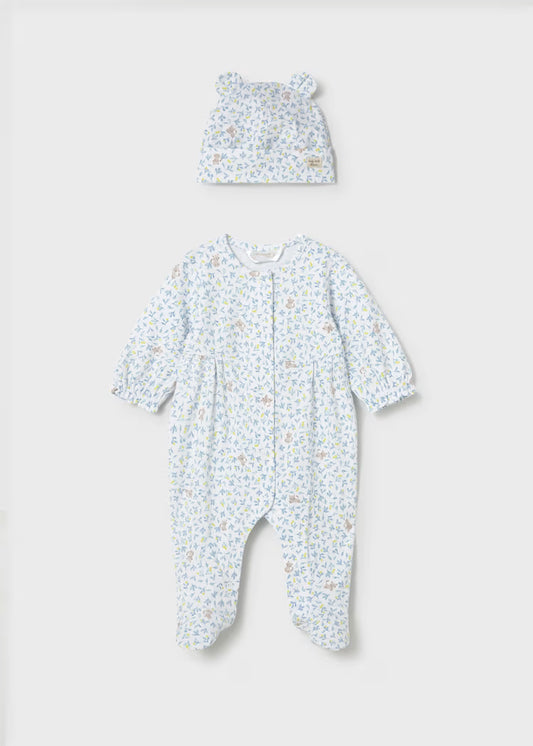 Mayoral 1706 Newborn Girl One-Piece Sleeper with Hat Set