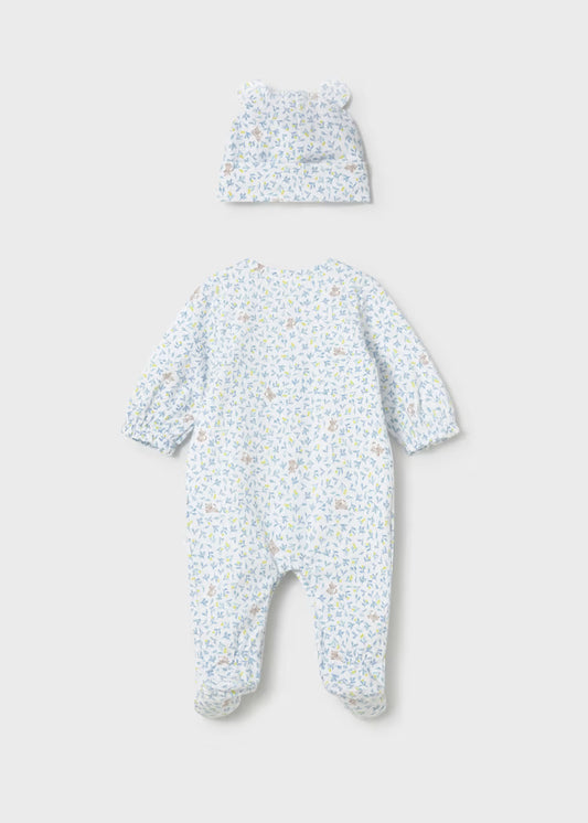 Mayoral 1706 Newborn Girl One-Piece Sleeper with Hat Set