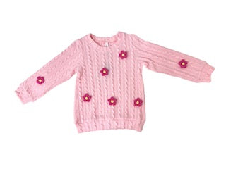 Pink Knitted Flower Sweater