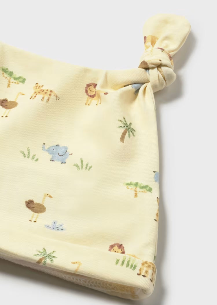 Mayoral 1717 Newborn Boy Printed One-Piece with Hat