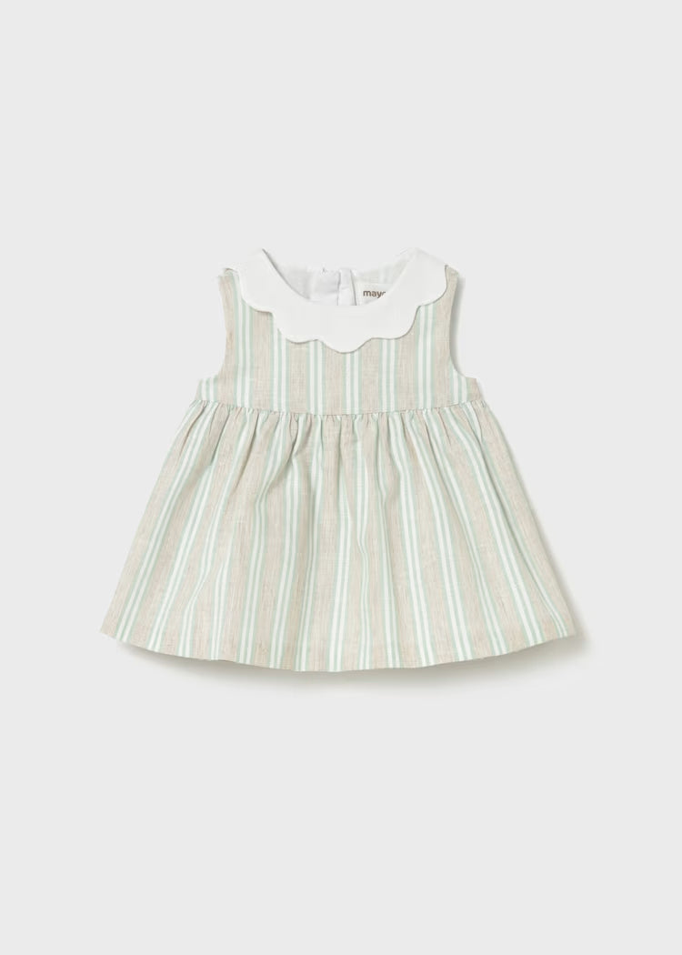 Mayoral 1801 Newborn Girl Striped Linen Dress