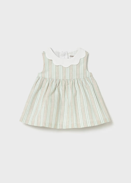 Mayoral 1801 Newborn Girl Striped Linen Dress