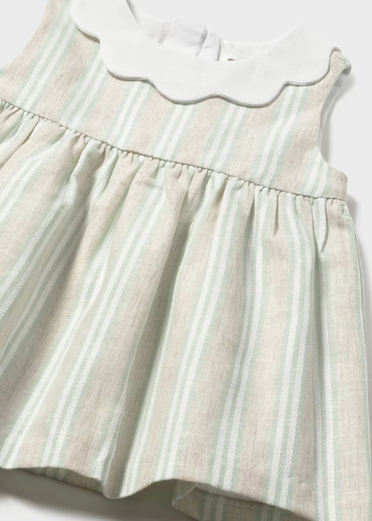 Mayoral 1801 Newborn Girl Striped Linen Dress
