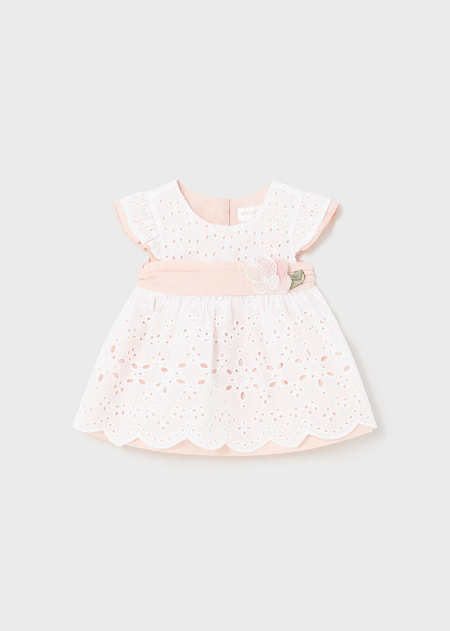 Peach Eyelet Empire Waist Dress