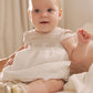 Khaki and White Linen Dress