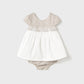 Khaki and White Linen Dress