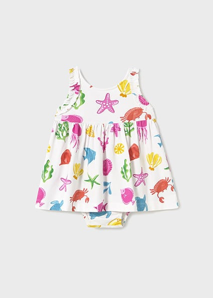Printed Sea Life Shell Cotton Dress