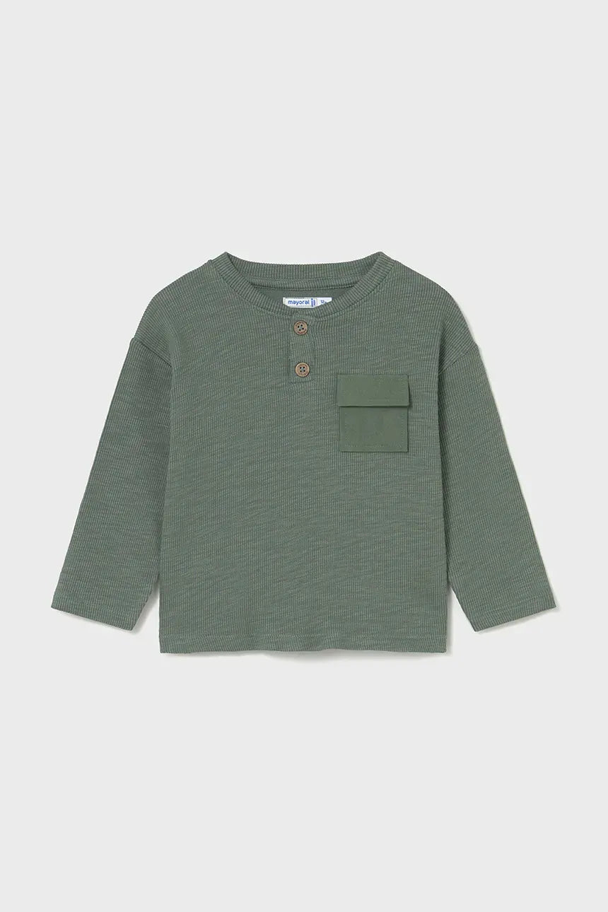 Mayoral 2064 Green Long Sleeve Pocket Tee