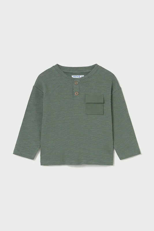 Mayoral 2064 Green Long Sleeve Pocket Tee