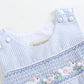 Blue Seersucker Bunnies Smocked Shortall