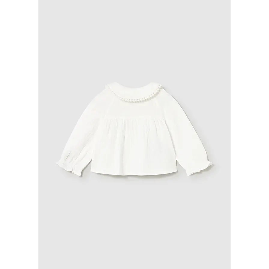 Mayoral 2114 Natural Baby Girl Button Up Collard Shirt