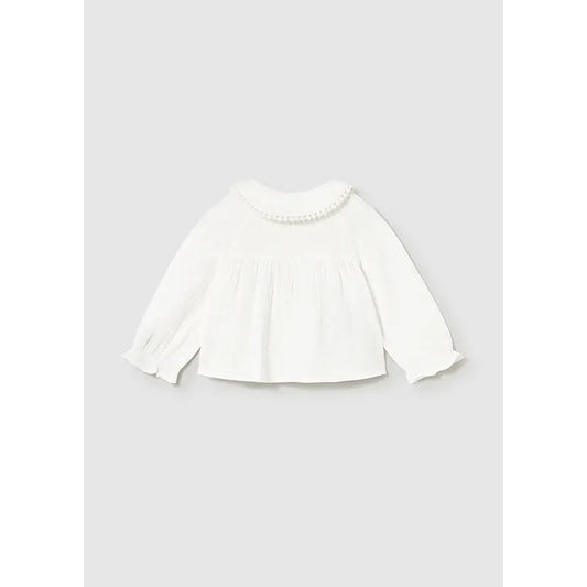Mayoral 2114 Natural Baby Girl Button Up Collard Shirt