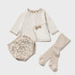 3pc Sweater Knit Set Cream Leopard