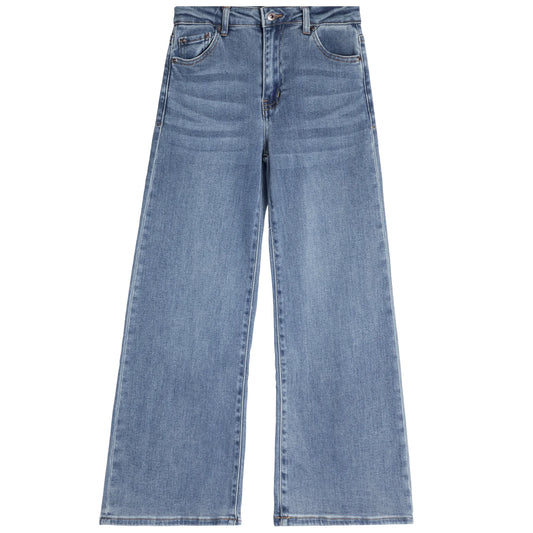 Tractr 23264 Bow Embroidery Wide Leg Jean
