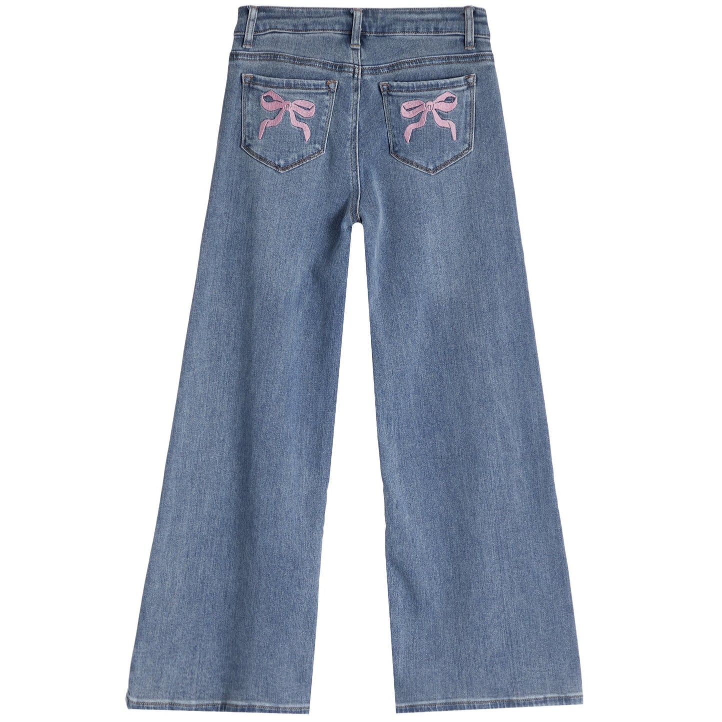 Tractr 23264 Bow Embroidery Wide Leg Jean