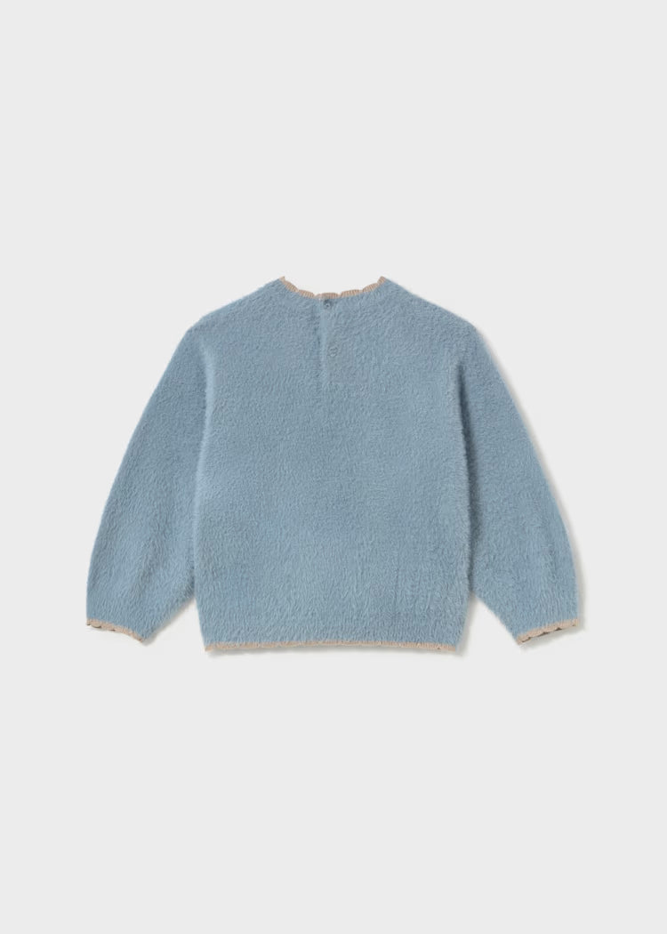 Mayoral 2383 Blue Flower Fuzzy Sweater