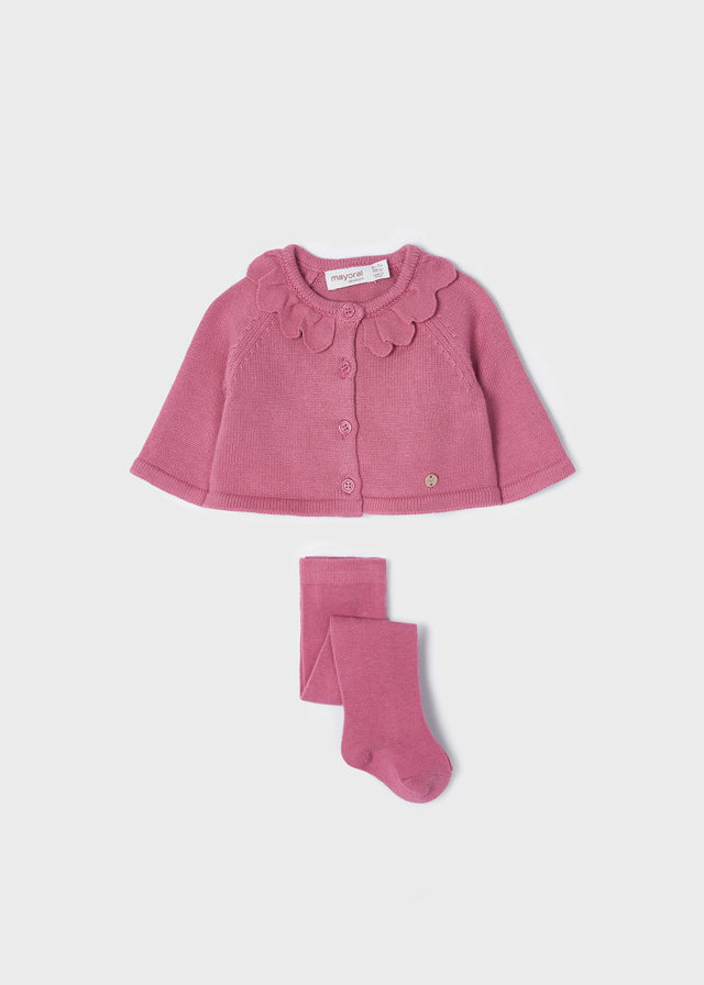 Camelia Knit Baby Sweater and Tights Set