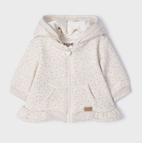 Milk Hooded Jacket with Rose Gold Dots