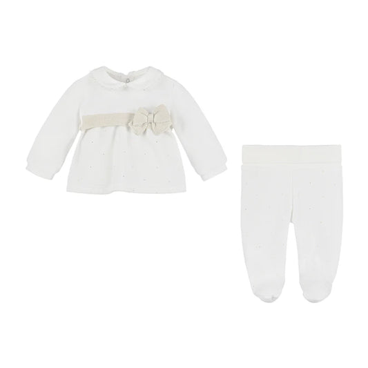 Ivory Velour 2pc Set with Gold Detailing