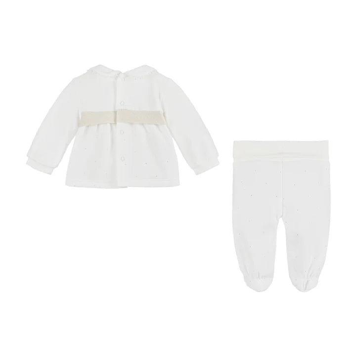 Ivory Velour 2pc Set with Gold Detailing