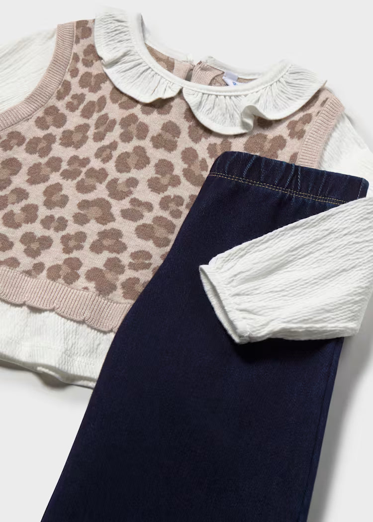 Mayoral 2536 Pants and Leopard Vest Top Set