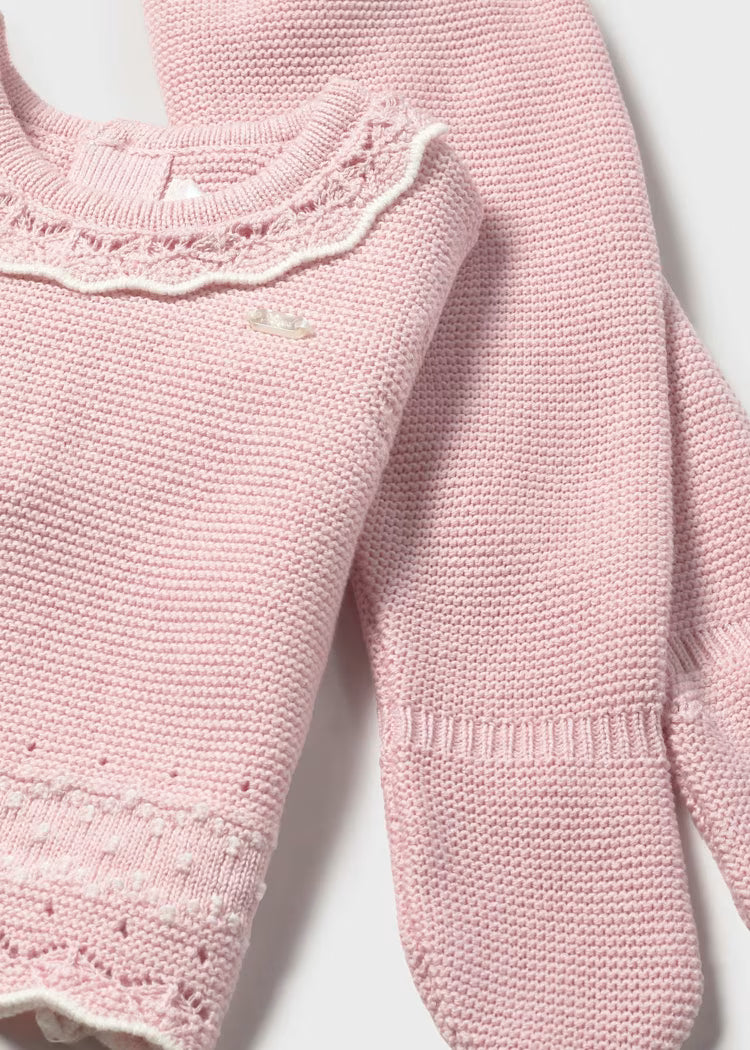 Mayoral 2556 Newborn Girl Pink 3-Piece Knit Set