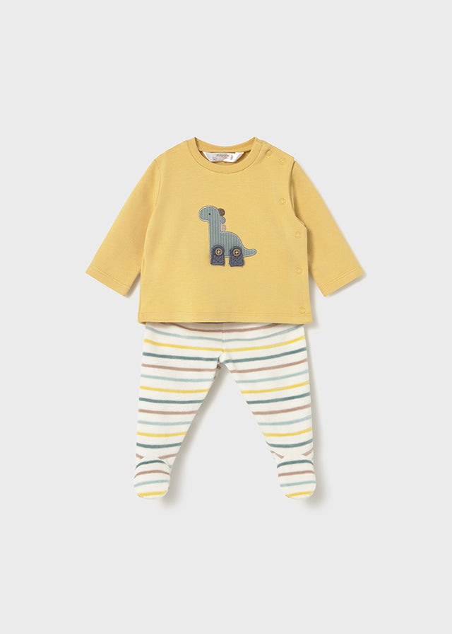 Mayoral 2566 Yellow Dinosaur 2pc Set