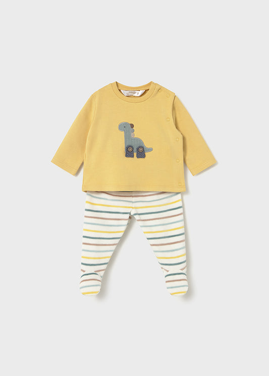 Mayoral 2566 Yellow Dinosaur 2pc Set