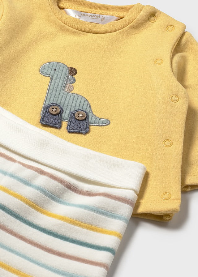 Mayoral 2566 Yellow Dinosaur 2pc Set