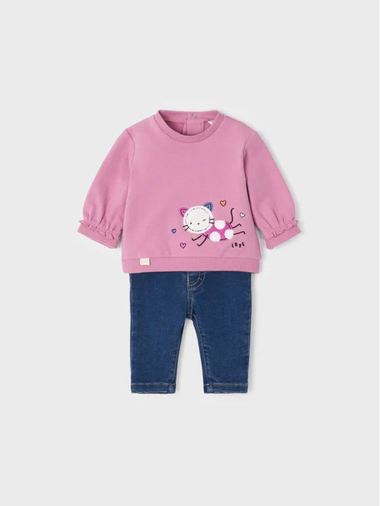 Malva Kitten Shirt and Jean Set