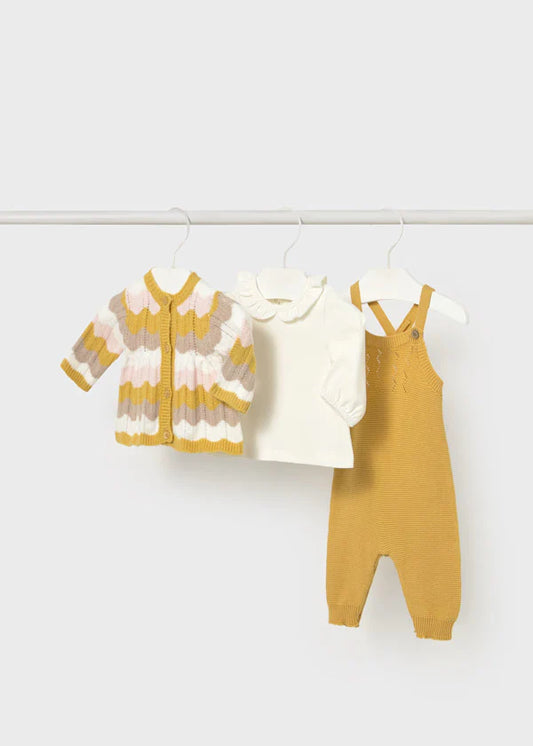 Mayoral Baby Girl 3 Pc. Knit Overall Set 2604-32 Manzanilla