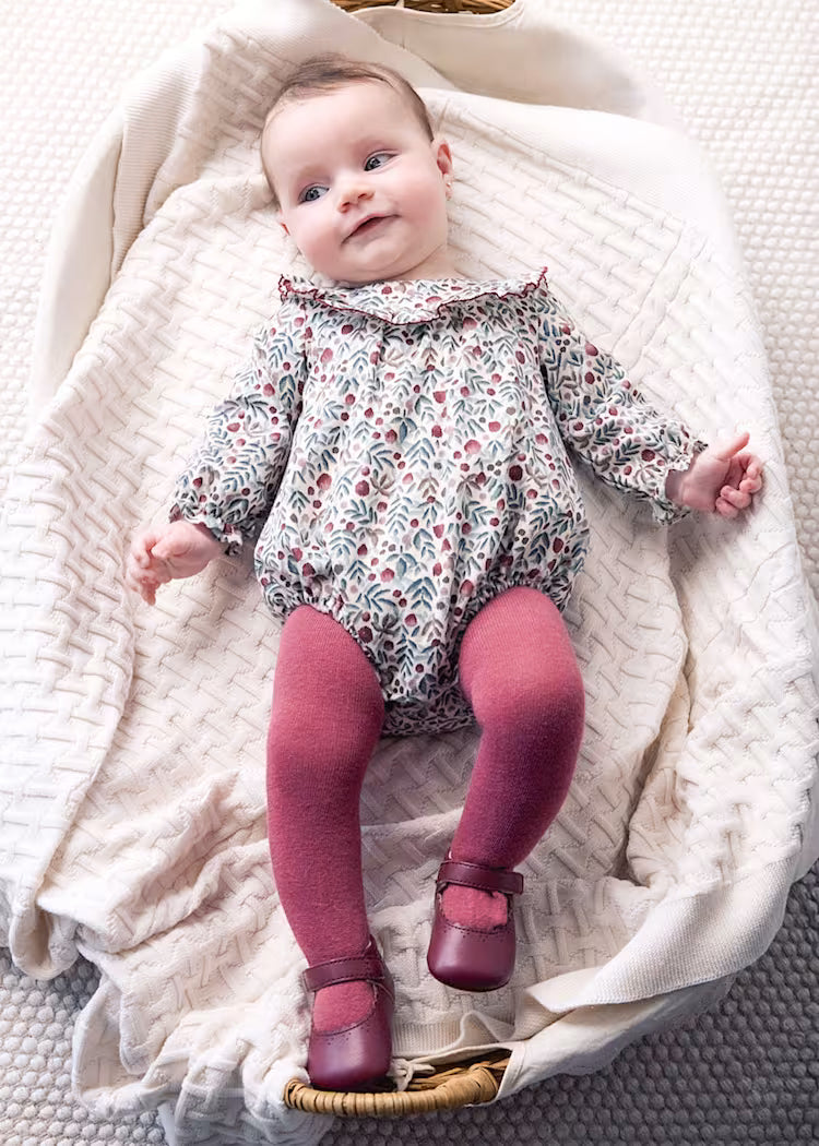 Mayoral 2672 Floral Printed Romper with Tights