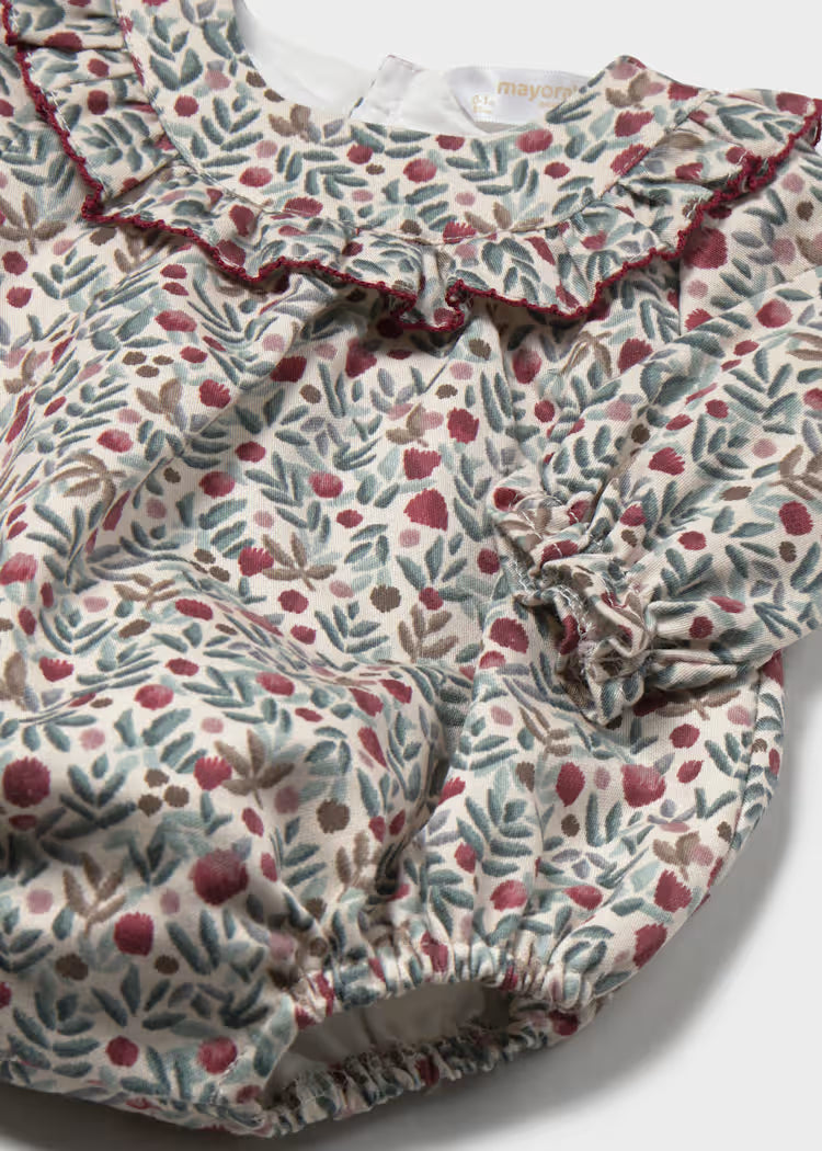 Mayoral 2672 Floral Printed Romper with Tights