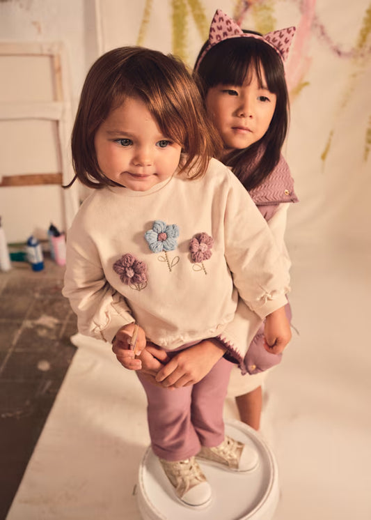 Mayoral 2706 Embellished Flower Sweatshirt and Pants Set
