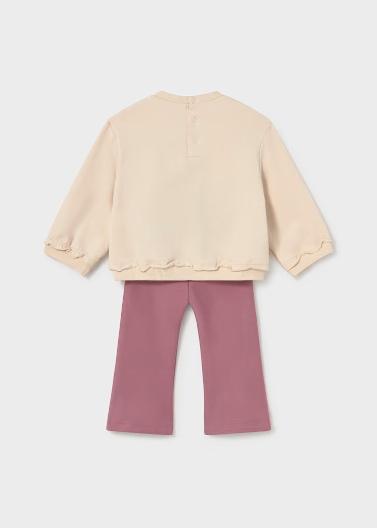 Mayoral 2706 Embellished Flower Sweatshirt and Pants Set