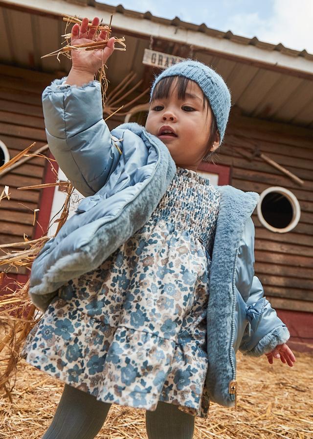 Mayoral 2909 Girls Blue Bell Floral Print Velvet Dress