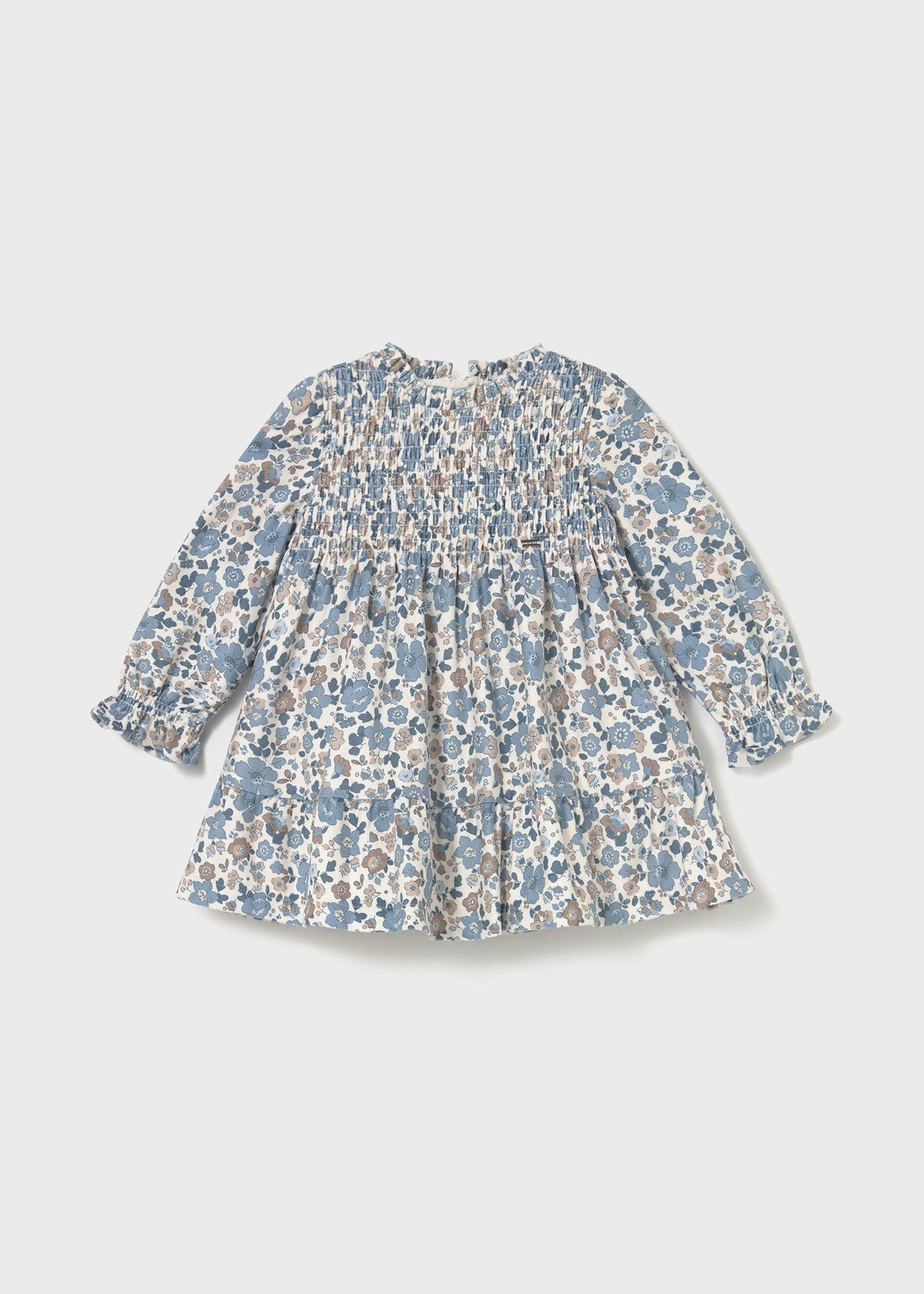 Mayoral 2909 Girls Blue Bell Floral Print Velvet Dress