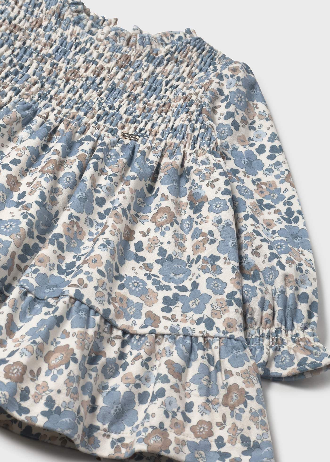 Mayoral 2909 Girls Blue Bell Floral Print Velvet Dress