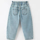 Girls Light Wash Bow Applique Relaxed Denim Jeans