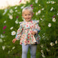 Floral Flutter Long Sleeve Ruffle Shoulder Top and Legging Set
