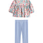 Floral Flutter Long Sleeve Ruffle Shoulder Top and Legging Set
